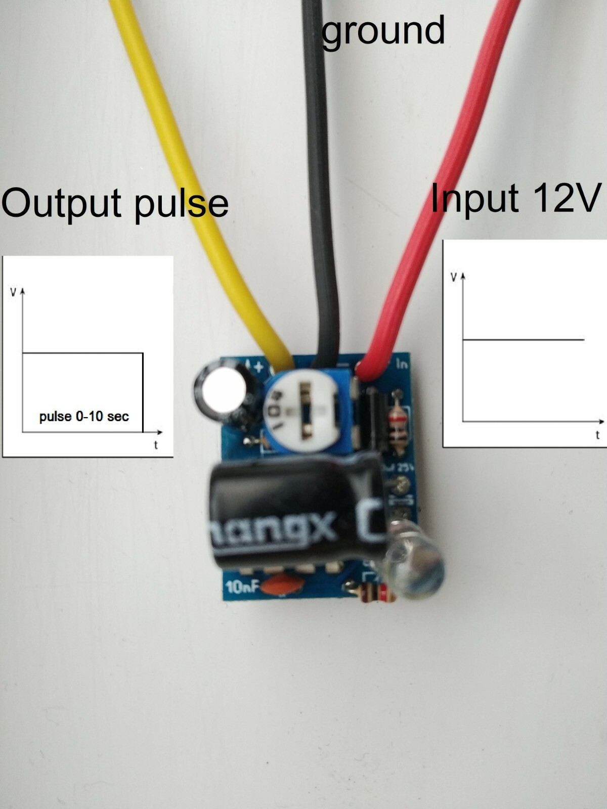 Car Module Convert Constant ON signal to adjustable 0-10 sec single pulse 12V