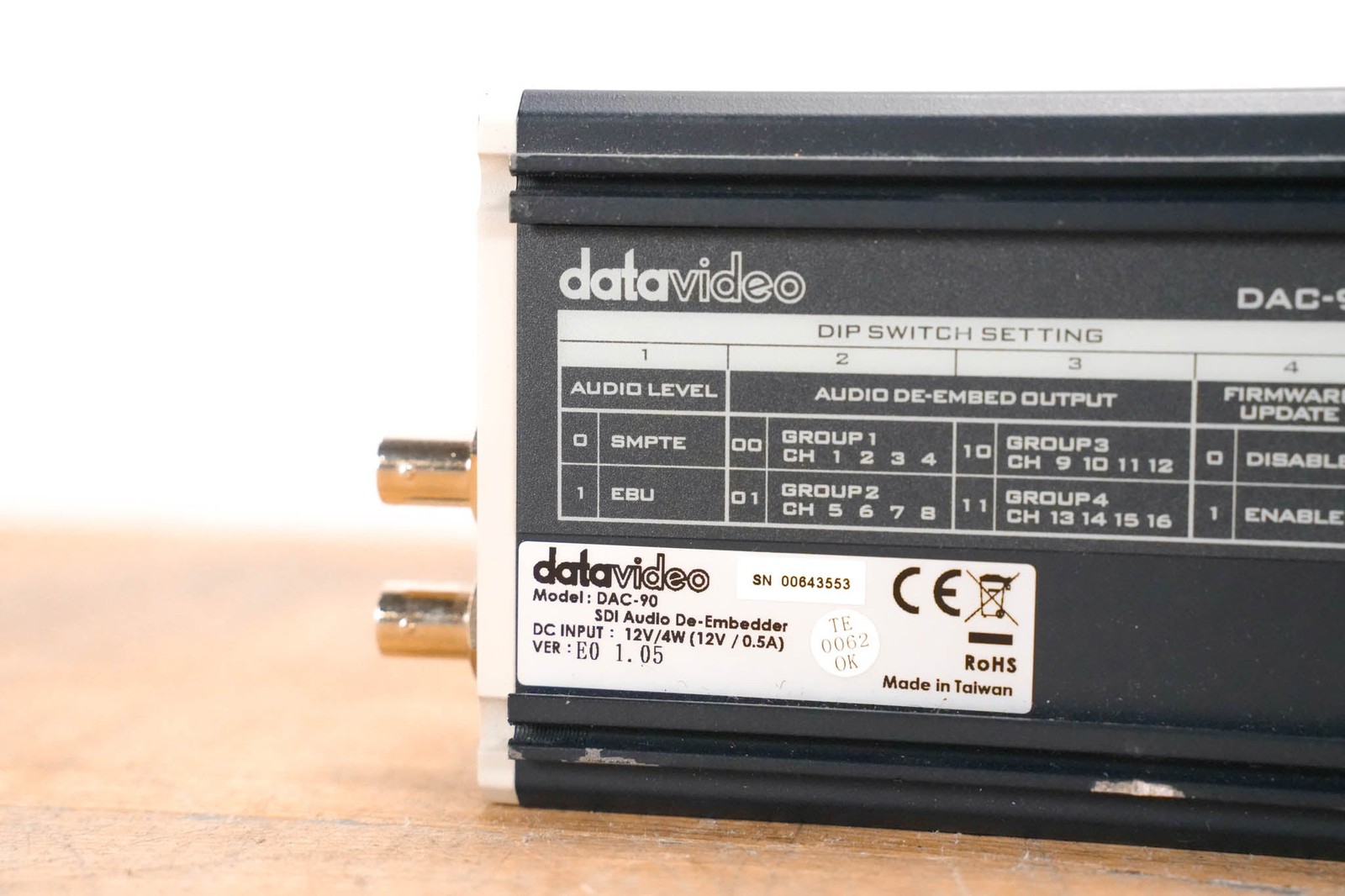 Datavideo DAC-90 SDI Audio De-Embedding Box CG01RF0