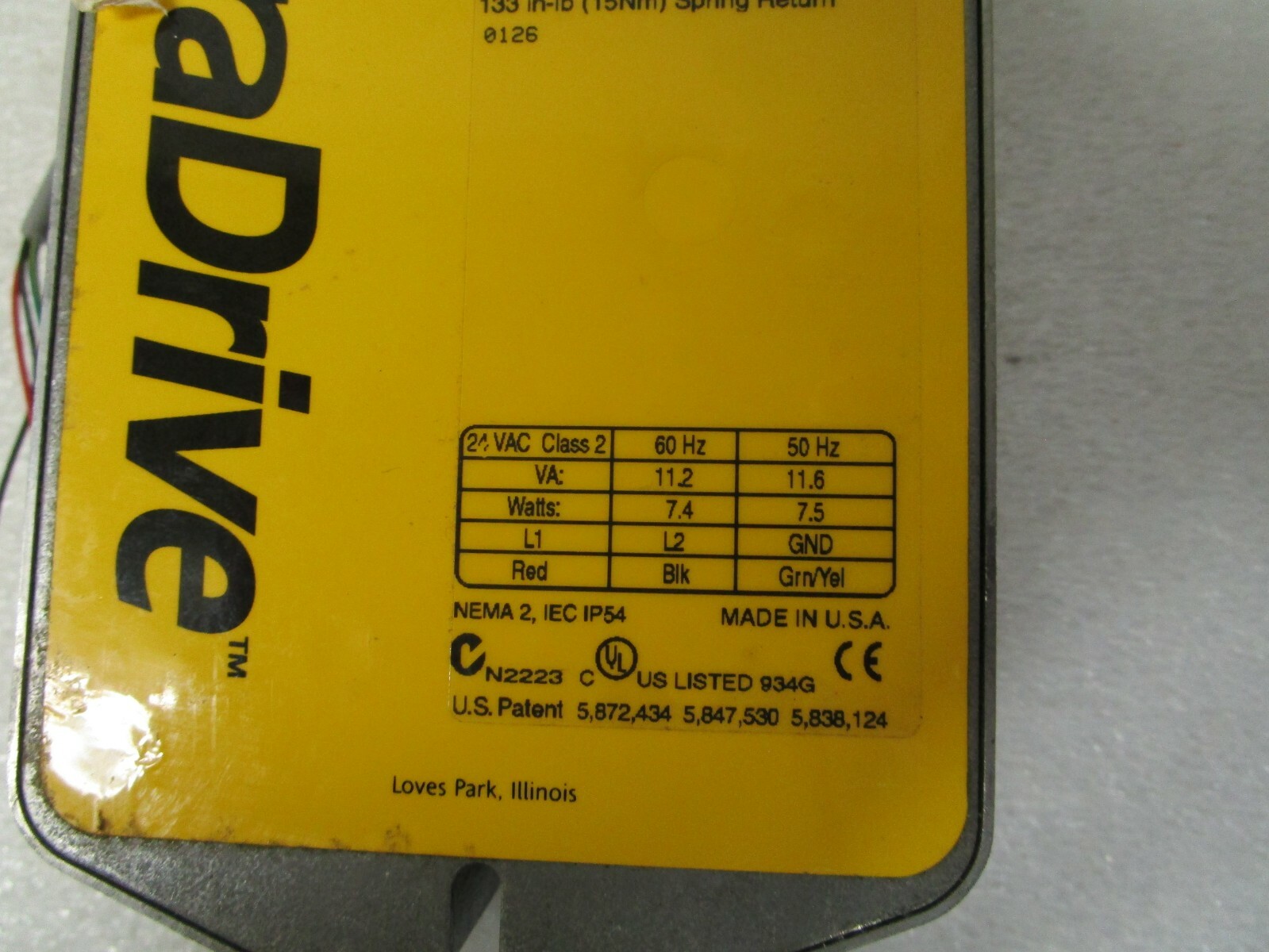 Schneider Invensys DuraDrive MA40-7153 Two Position Spring Return Actuator 24VAC