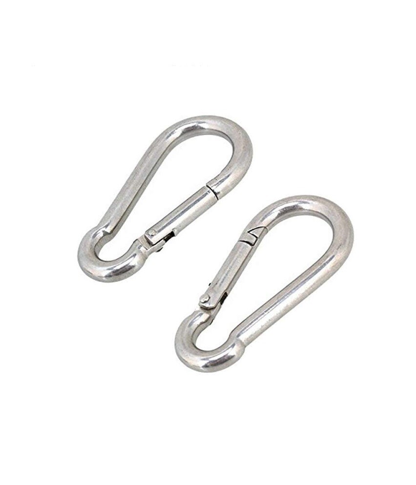 Stainless Steel Spring Snap Hook Carabiners Pair Pro Home Gym Body Building
