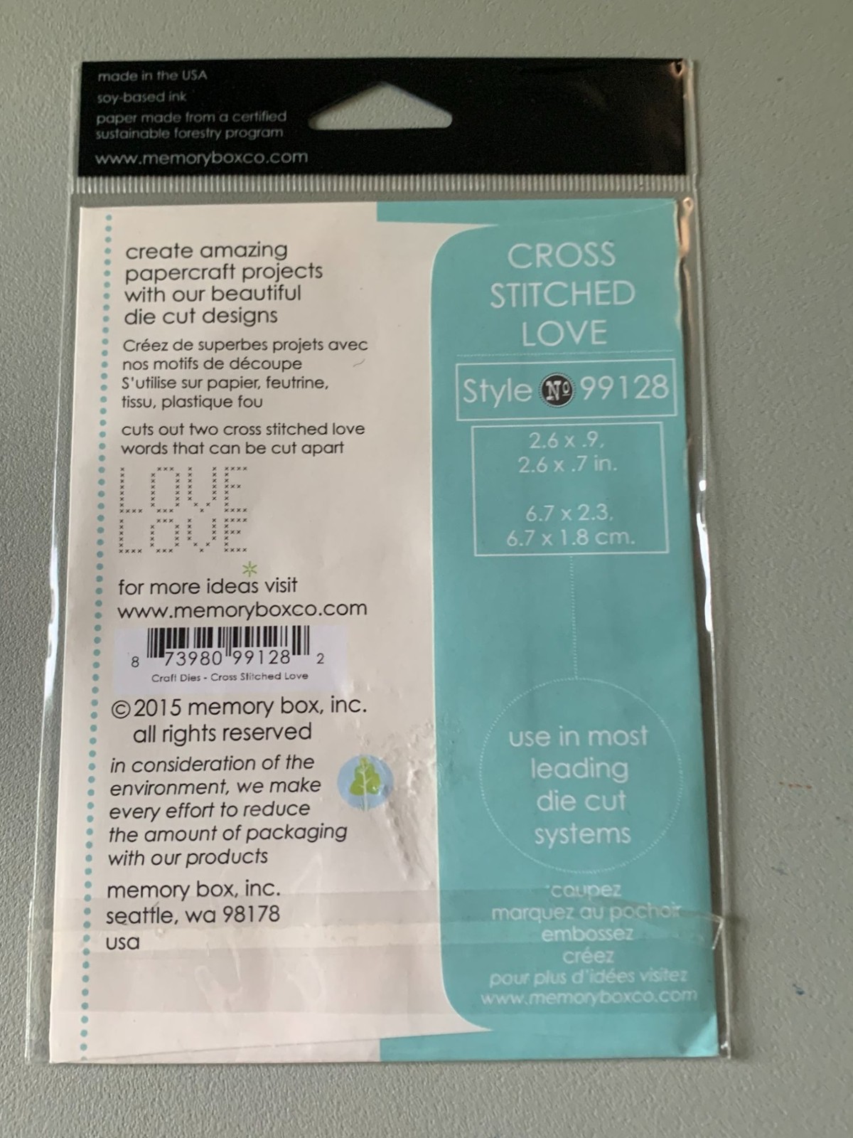 Memory Box Cross Stitched Love Metal Die Cut Stencil Emboss
