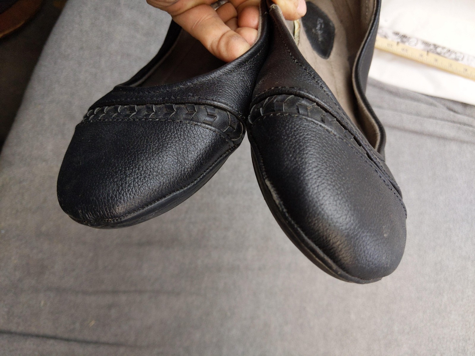 Thom McAn Shoes Womens 9.5 Black Woven Trim Ballet Flats Comfort Casual Work