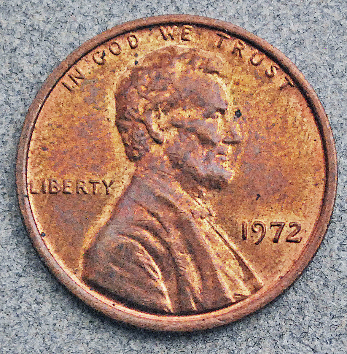 1972 P - Lincoln Memorial Cent Penny - Not Cleaned