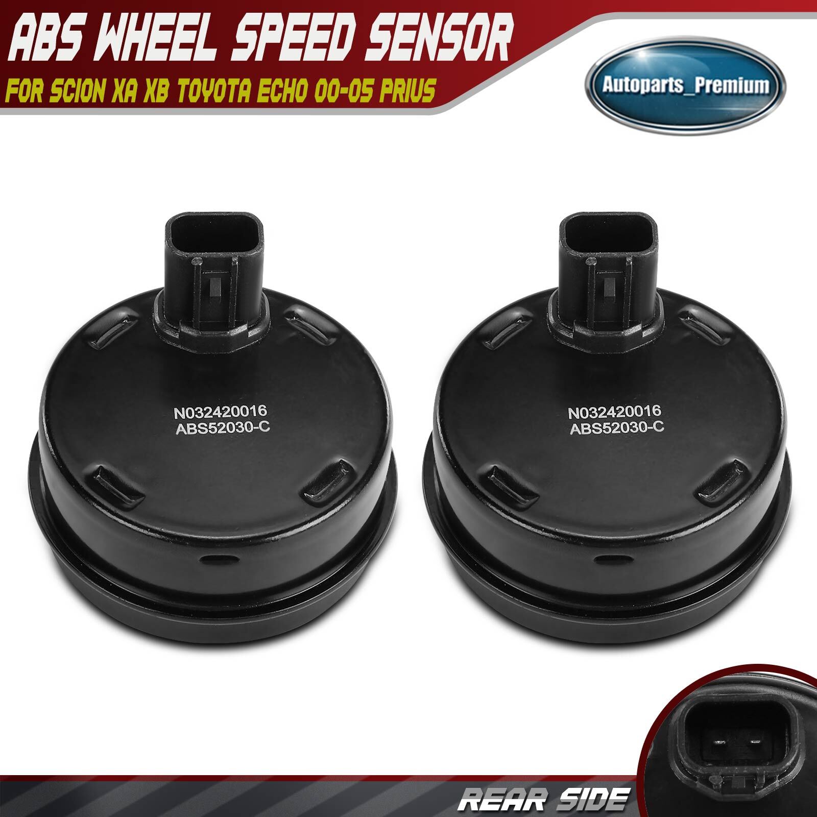 2x Rear Side ABS Wheel Speed Sensor for Scion xA xB Toyota Echo 2000-2005 Prius