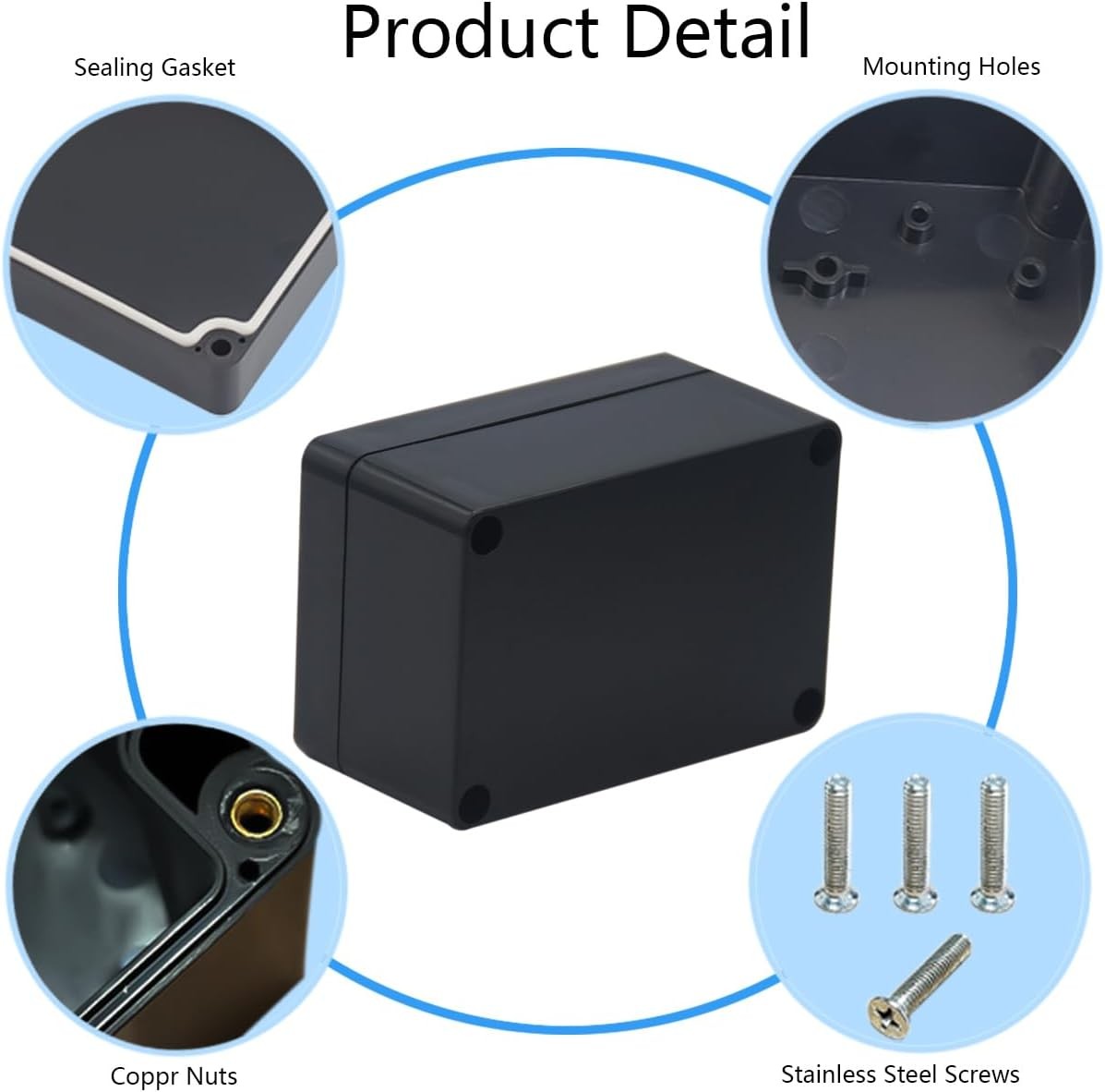 2 Pack Project Box Waterproof Plastic Junction 3.94x2.68x1.97(2Pcs), Black