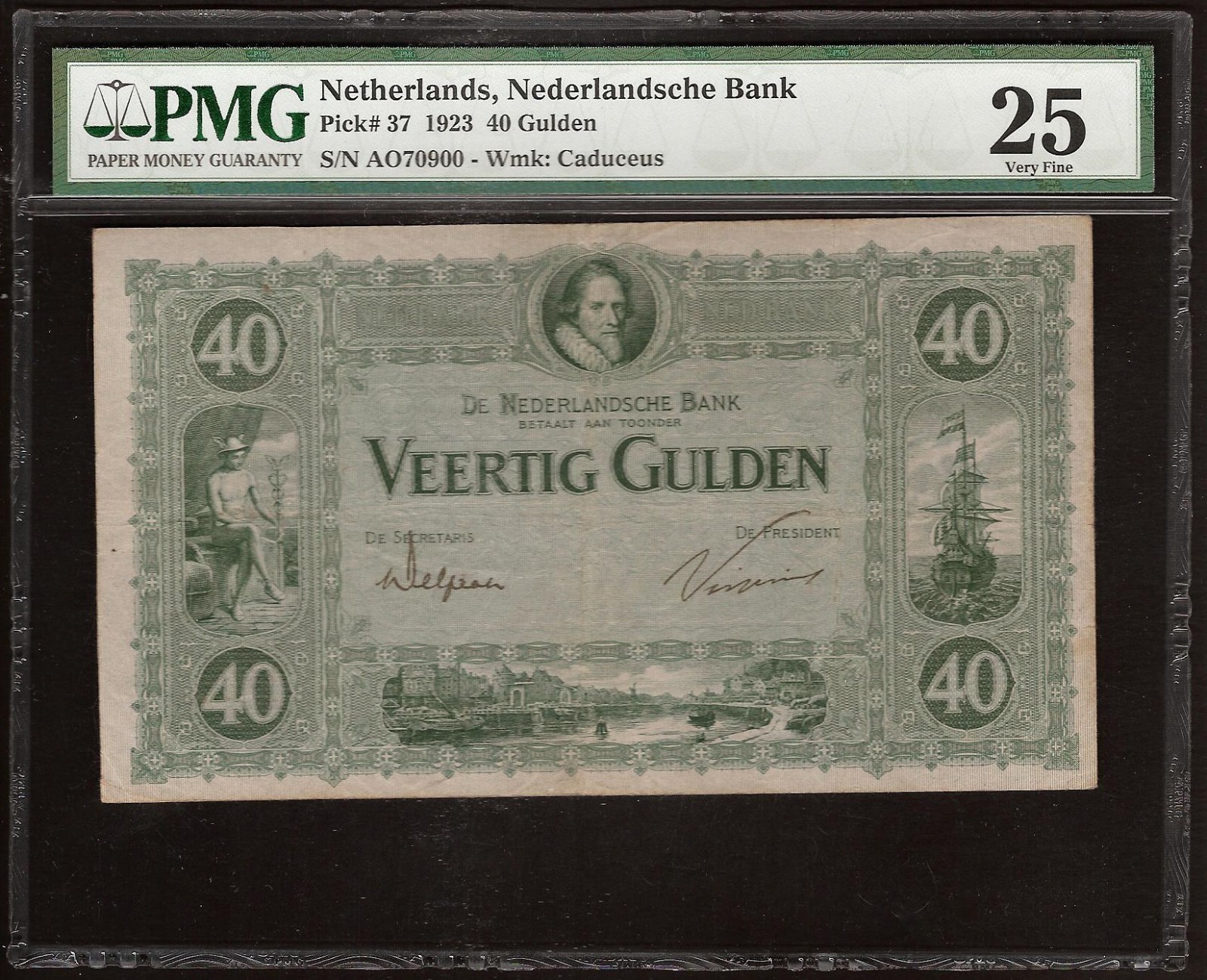 NETHERLANDS  40 Gulden  1923  P:37  VF (25 PMG)