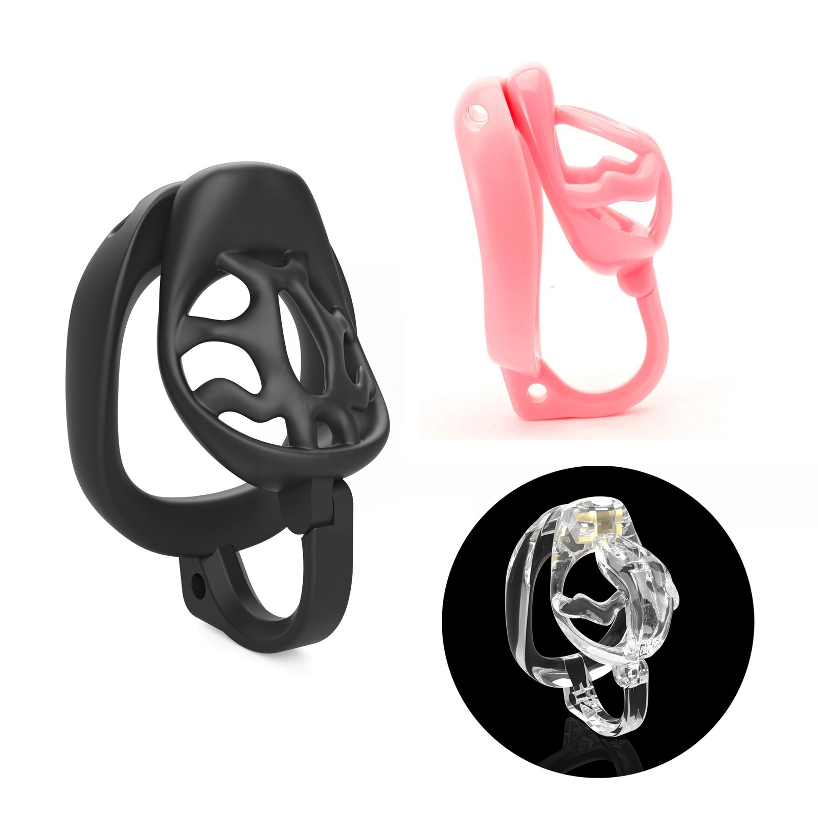 3D Printed Chastity Cage with 4 Different Rings Male Cage Resin Chastity Device
