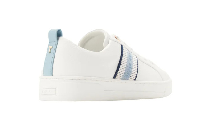 Ted Baker “Bailey Icon” Women's Leather Sneaker Shoes Size 8 White/Blue NEW