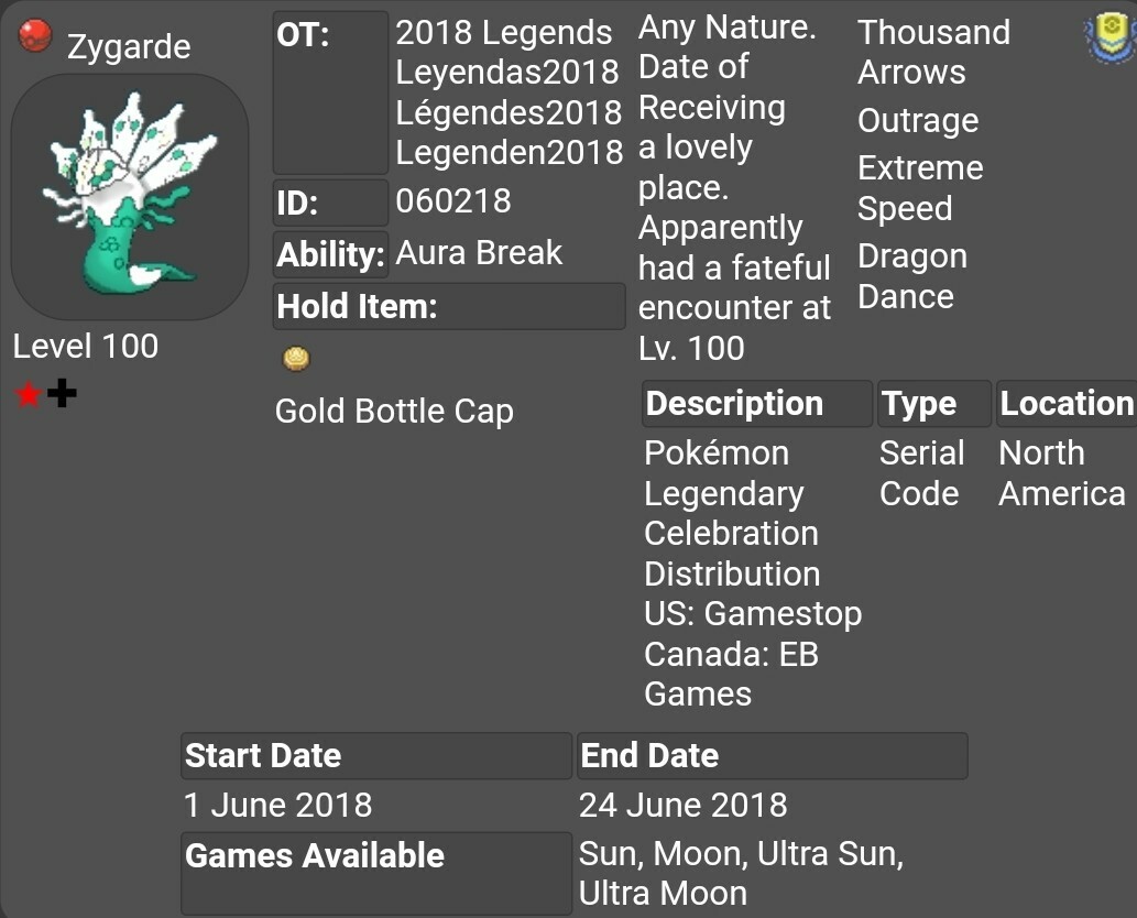 ✨Shiny✨ Event Zygarde For Pokemon Sword & Shield