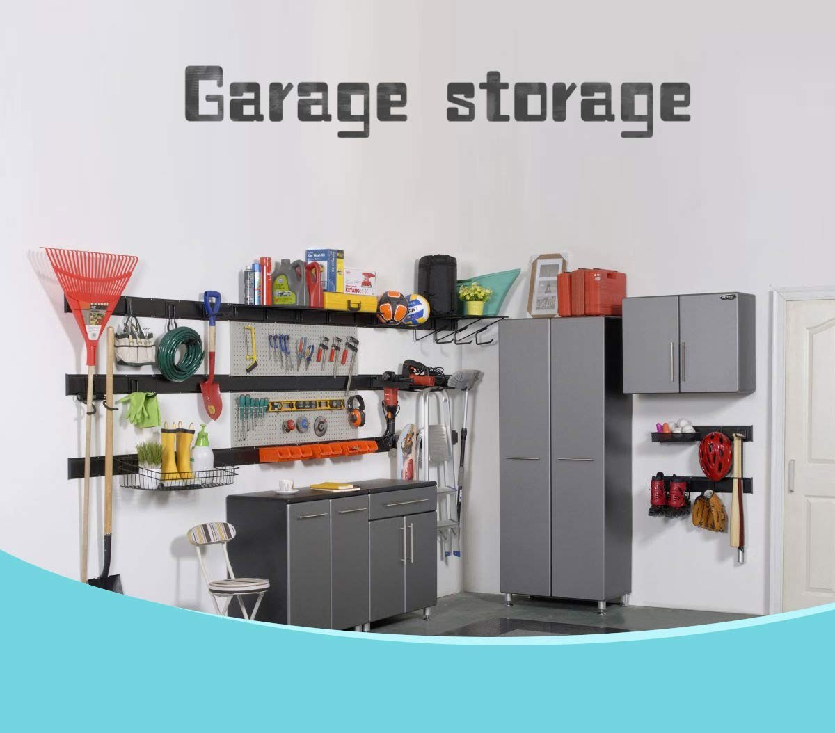 Adjustable Wall-Mounted Tool Storage Rack with 9 Hooks | Garden Organizer System