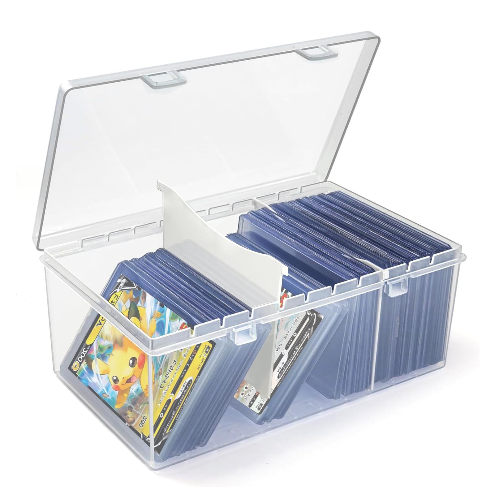 Trading Card Storage Box with 2 Dividers,Toploads Storage Box Plastic Basebal...