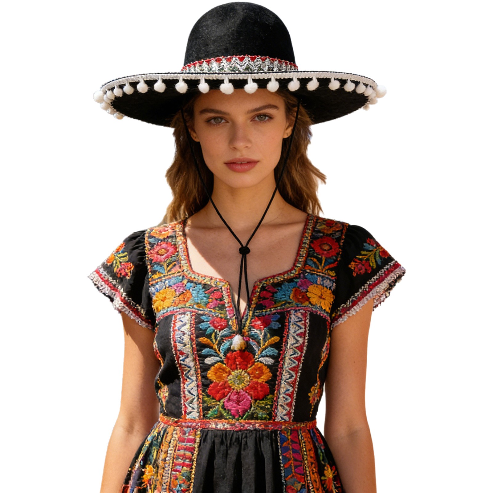 Adults Braid Trim Cap Comfortable Sombrero Hat Cosplay Party Hat Fiesta Cowboy