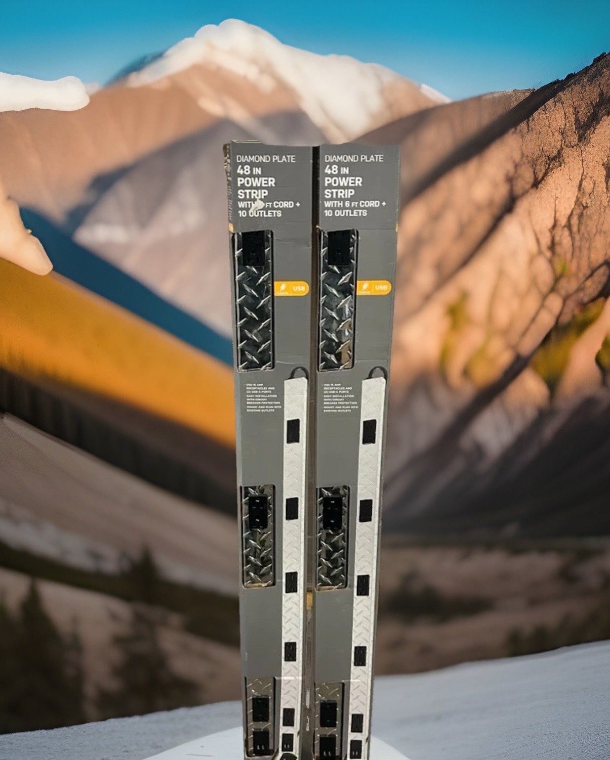 Lot of 2 Commercial Electric 10-Outlet Power Strip w/ 2 USB Heavy Duty Surge