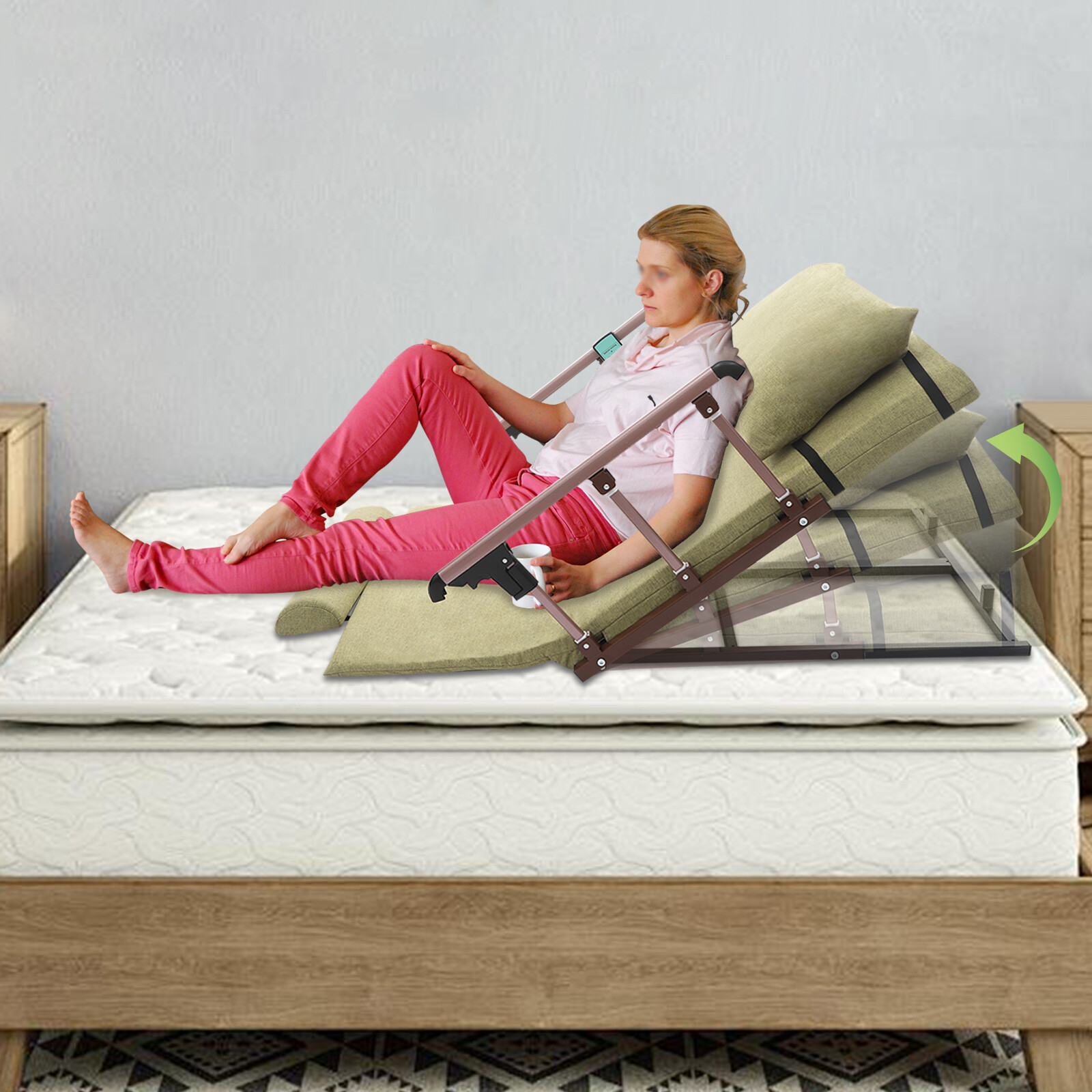 Electric Lifting Bed Backrest 2-80° Adjustable Back Rest Support for the Elderly