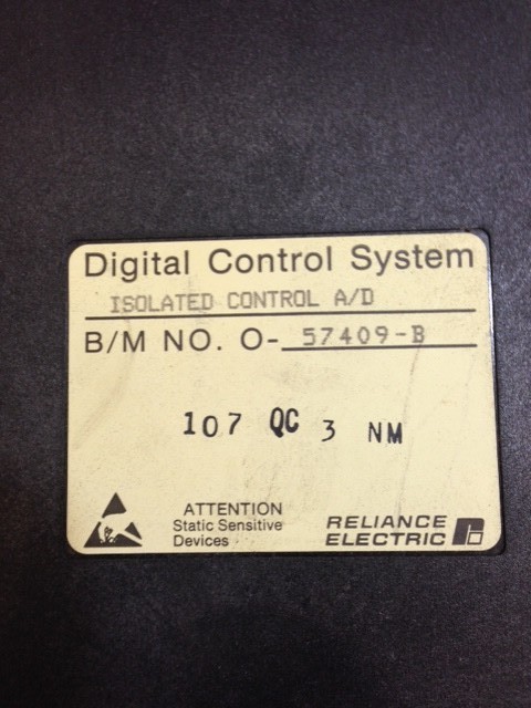 Reliance B/M NO. O -57409-B  Digital Control System Isolated Control A/D Used