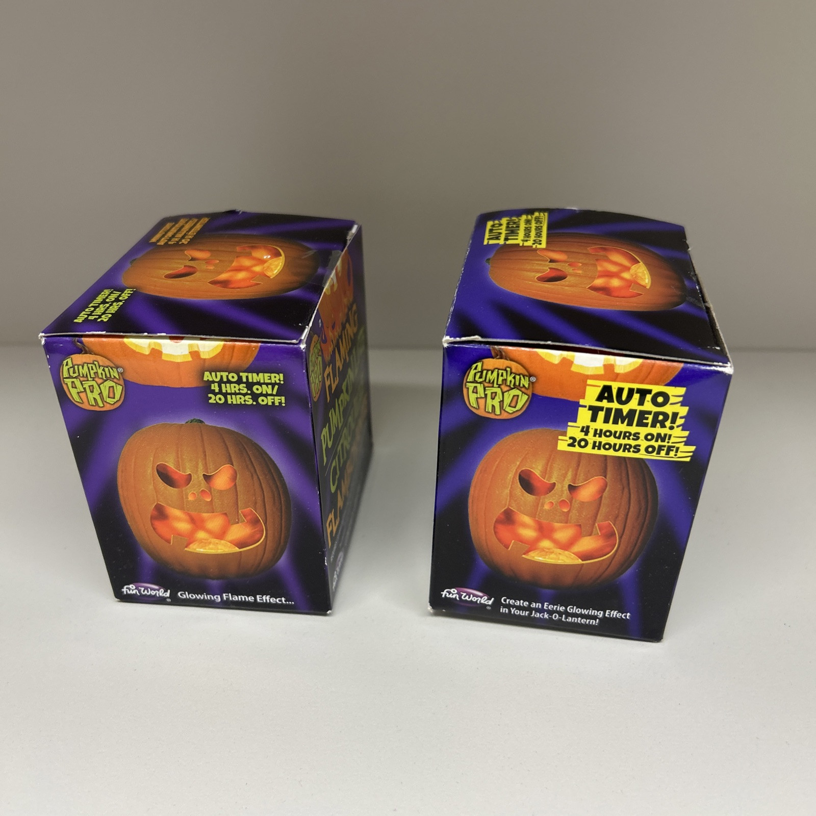 Lot Of 2 Pumpkin Pro Halloween Flaming Pumpkin Light Timers