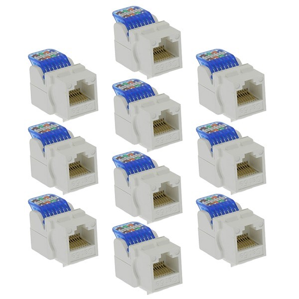 10x Cat5e RJ45 Network LAN Ethernet Keystone Jack Tool Less Snap In Insert White