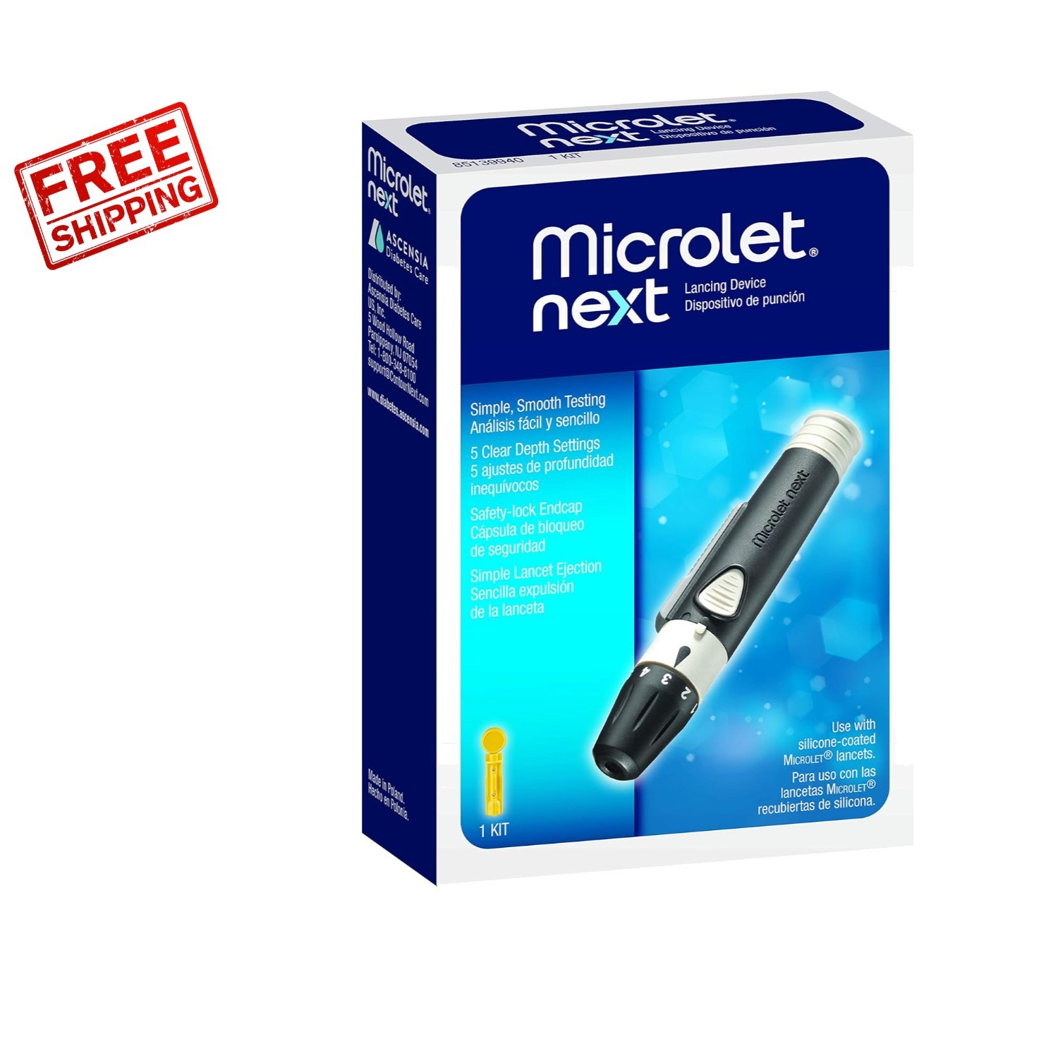 Easy-to-Use MICROLET Next Lancing Device with Locking Endcap & Ejector Function