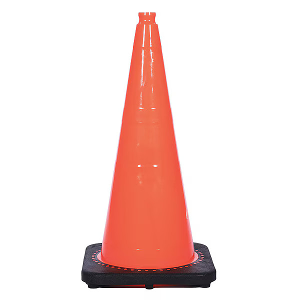 Jbc Revolution Traffic Cone, PVC, Non-Reflective, 4 in Height, 1 lb, Orange