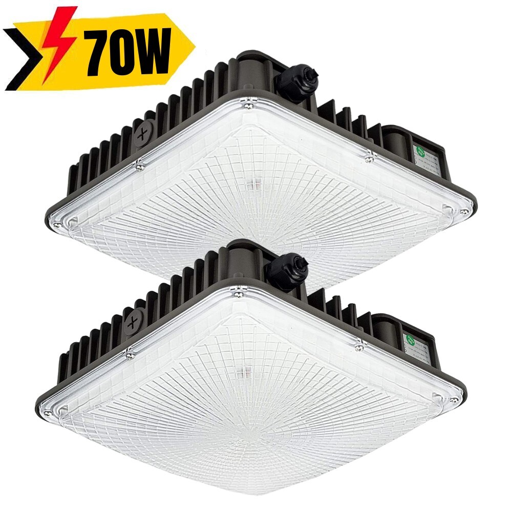 LED Canopy Light 70W- 2 Pack Gas Station Carport Ceiling Lights 5000K White IP65