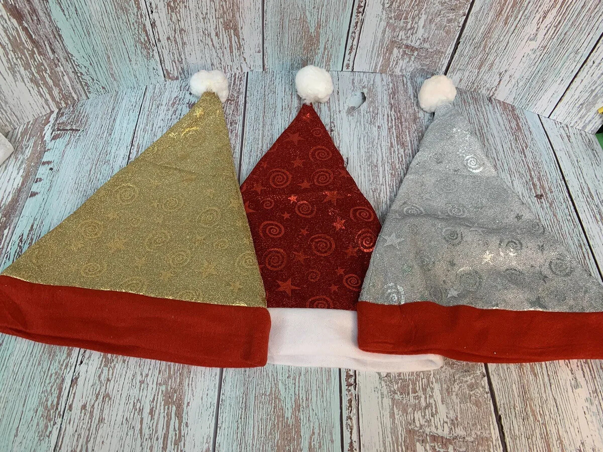 3 BRAND NEW SEQUIN SANTA HATS