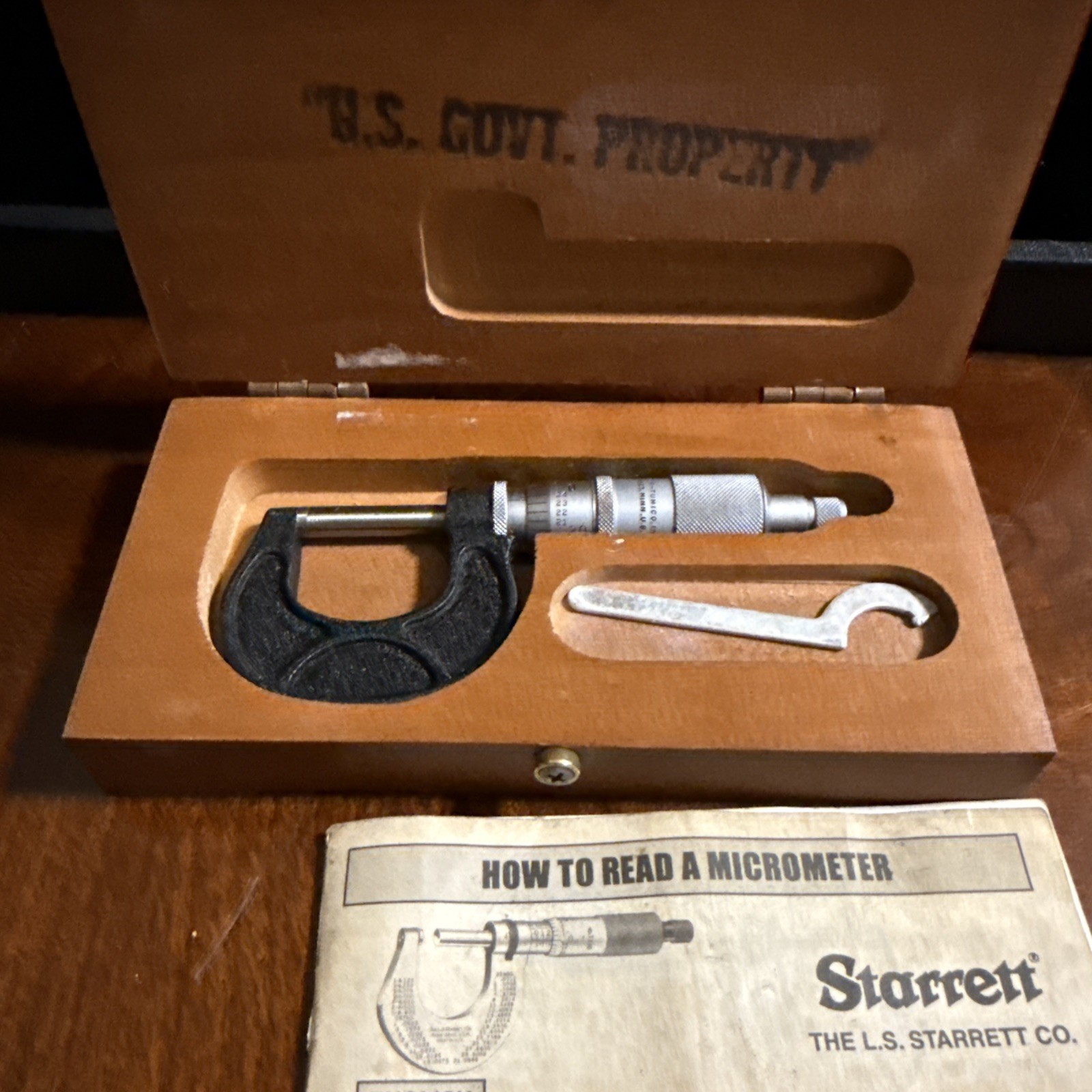 Scherr-Tumico Outside Micrometer 0–1" – USA Govt Property –w/Case & Instructions