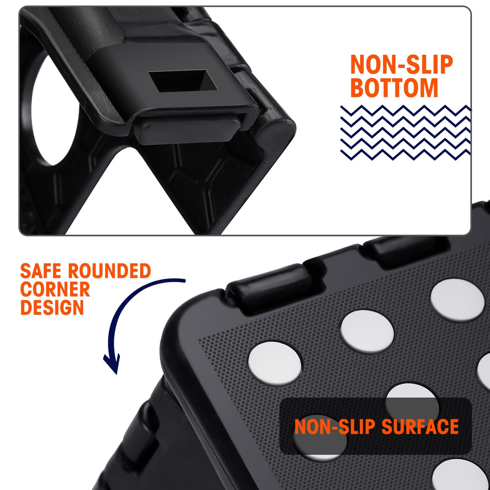 18" Folding Step Stool for Adults and Kids Holds Up to 300 lbs,Non-Slip Foldi...
