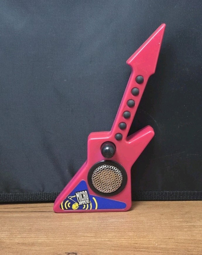 Vintage 1993 Micro Jammers Hot Pink Heavy Metal Toy Guitar - Tested & Working