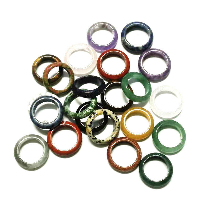 20pcs Wholesale Ring Jewelry Natural Agate Gemstone Mix Colorful Rings Lots