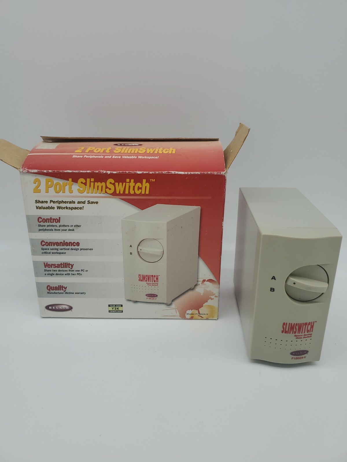 Belkin F1B024-V 2 Port Slimswitch Data Switch OPEN BOX...