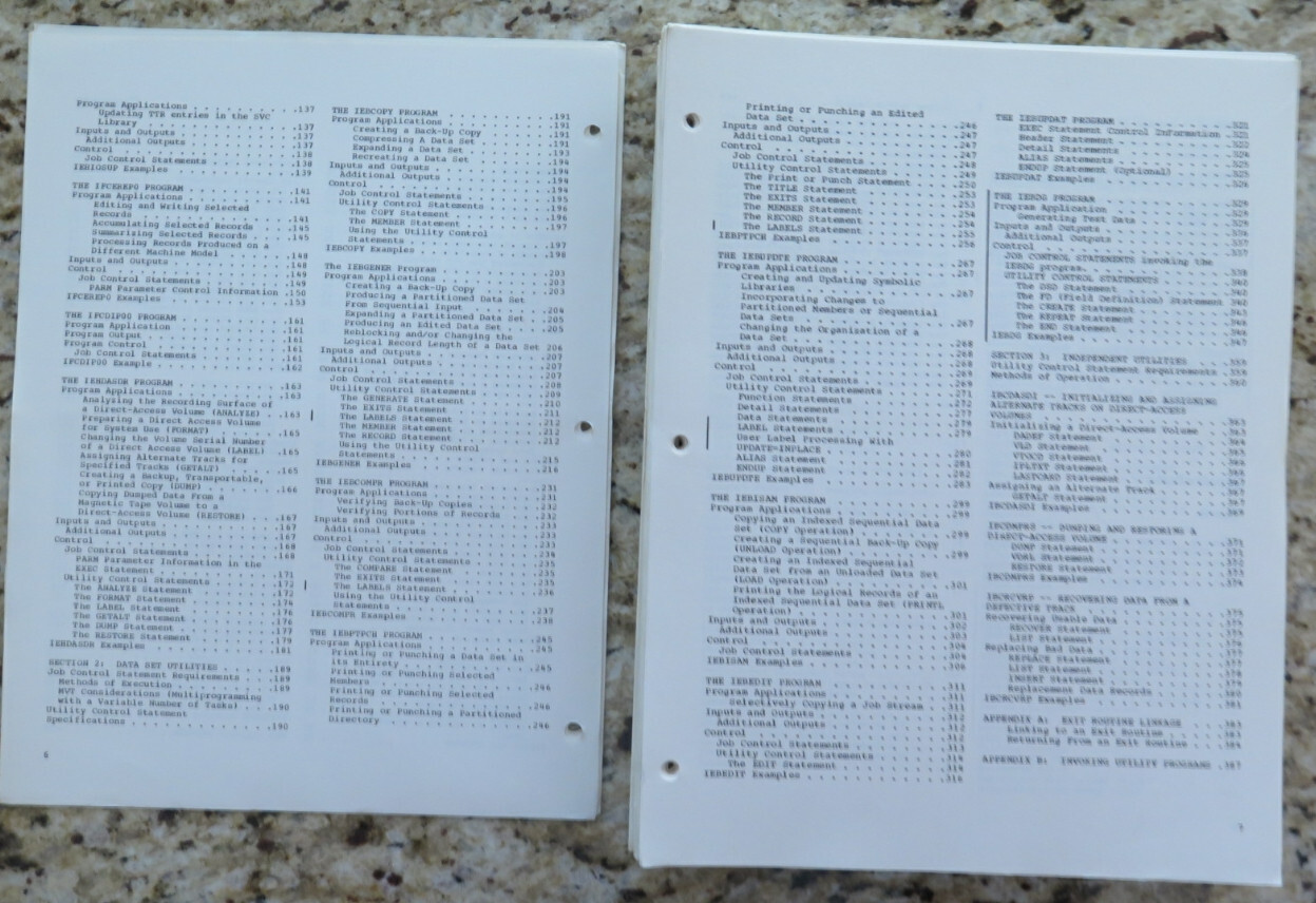 Vintage IBM System / 360 Operating System Utilities 506 and 507 Dated 1968