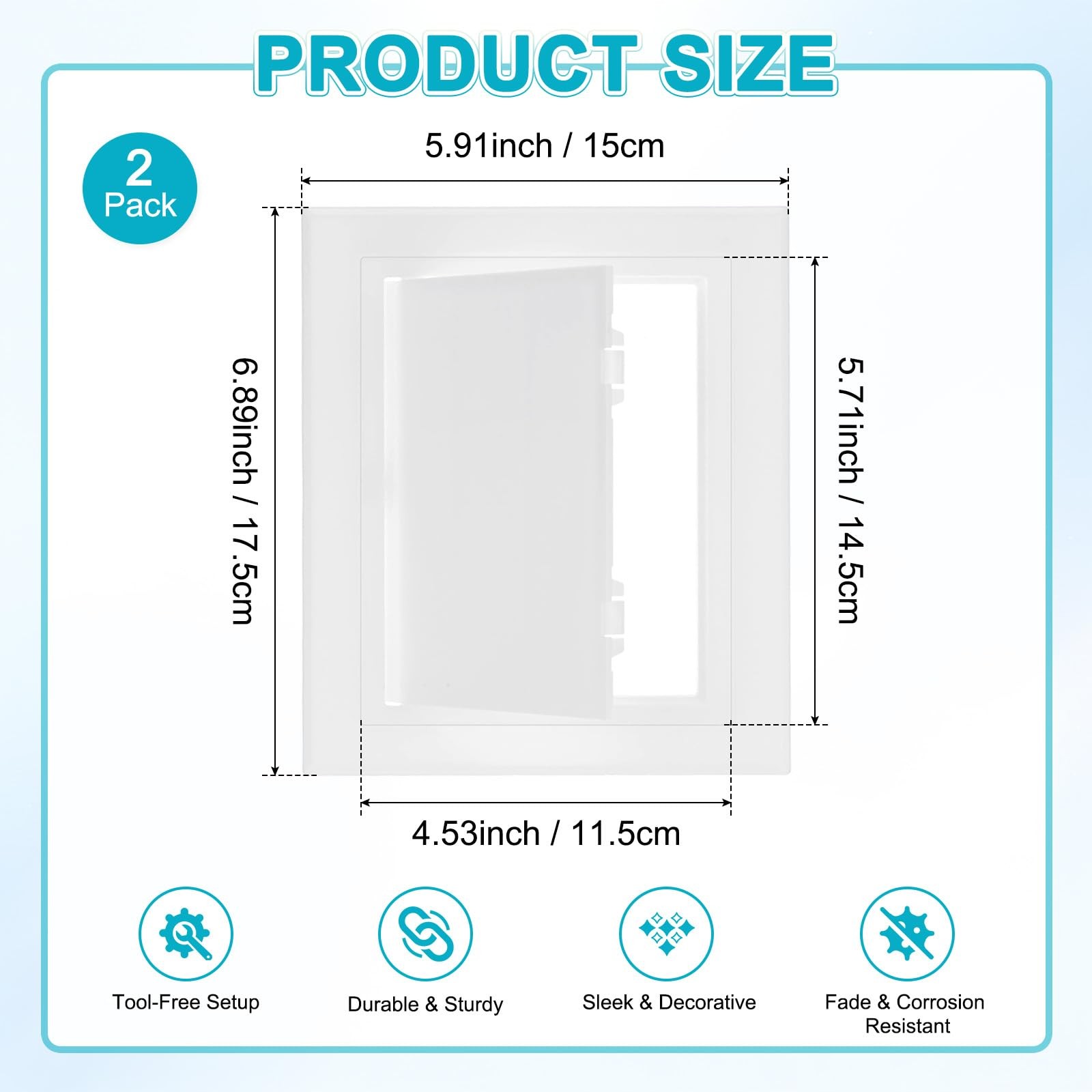 2-Pack Access Panel for Drywall, 4.5x6 Inch Plastic Wall Hole Cover Access Do...