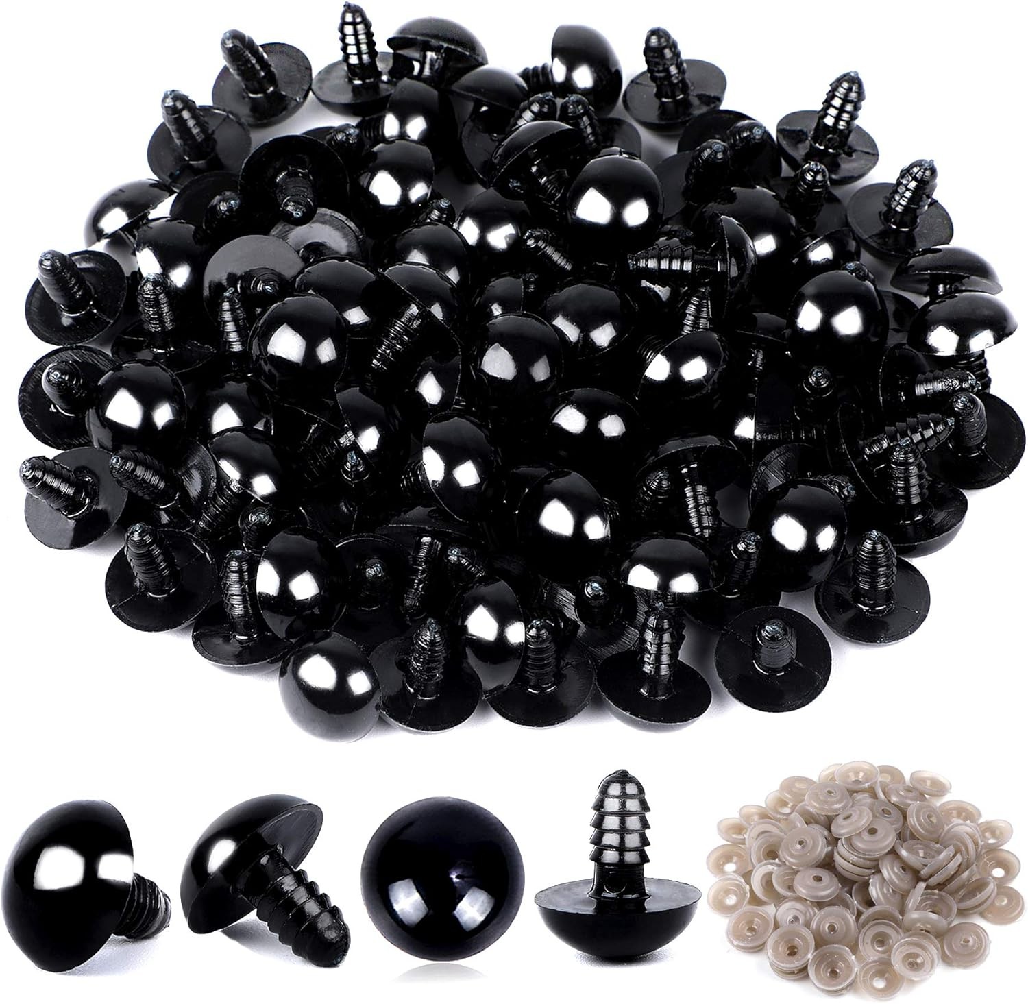 UPINS 120PCS Safety Crochet Eyes 10mm with 120 Washers Plastic Craft Supplies