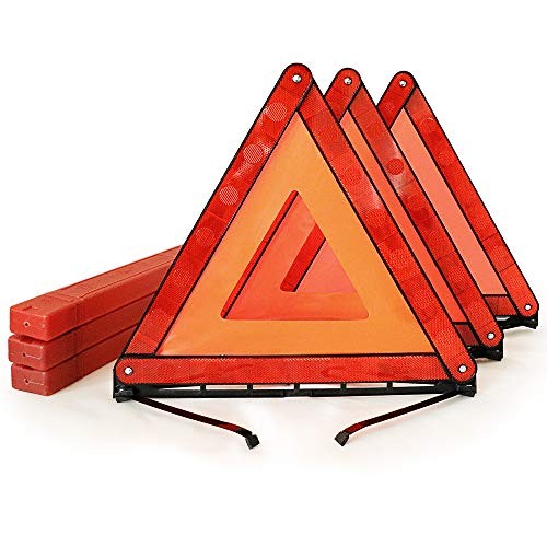 Foldable Warning Triangles Road Safety Triangle Kit, 3 Pack of Reflective