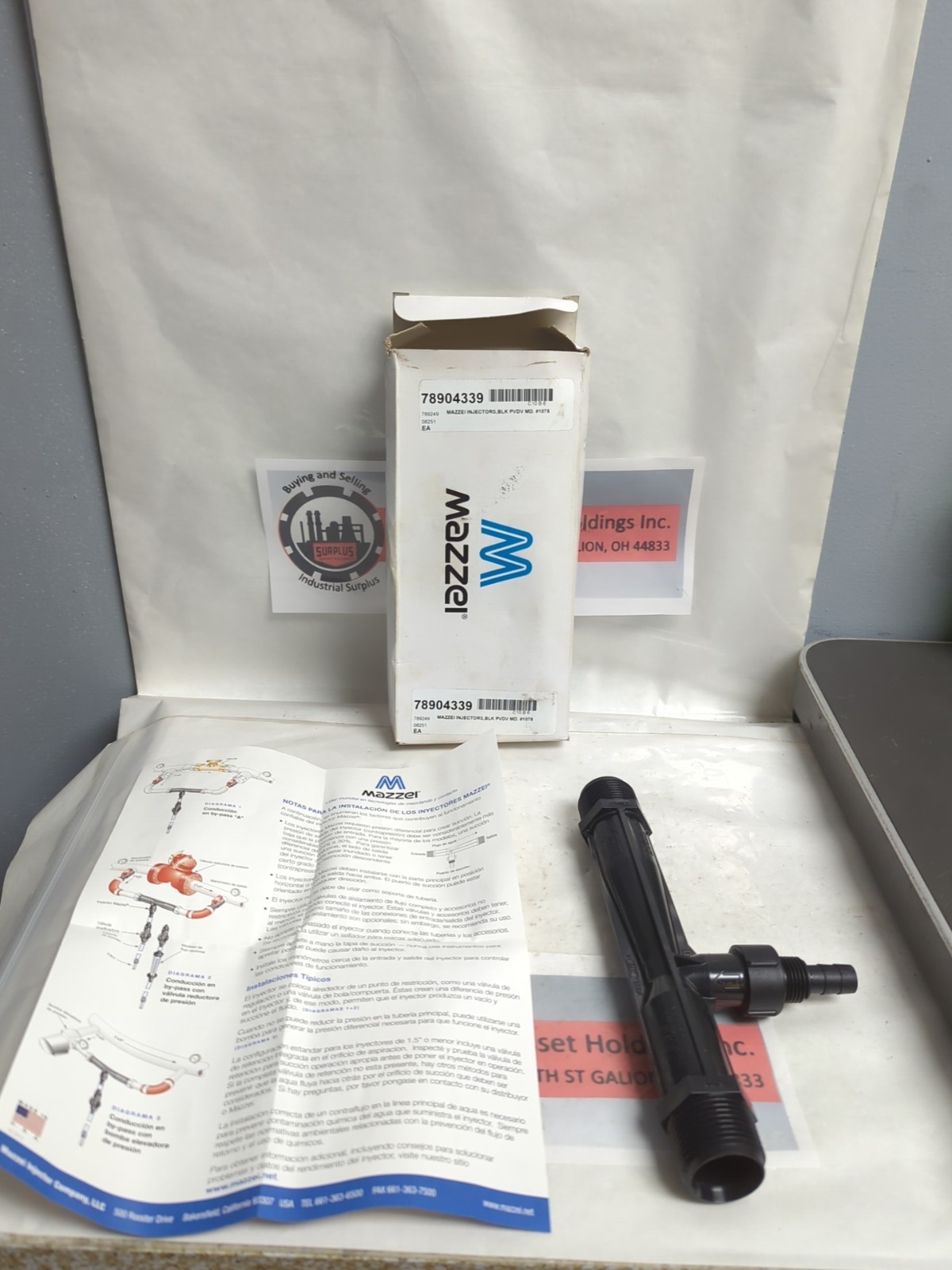 MAZZEI,1078-03,BLACK PVDF INJECTOR NOS