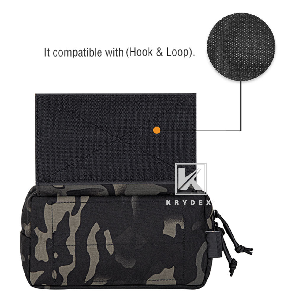 KRYDEX Tactical Drop Pouch SACK Chassis Hook & Loop For Chest Rig Black MC Camo