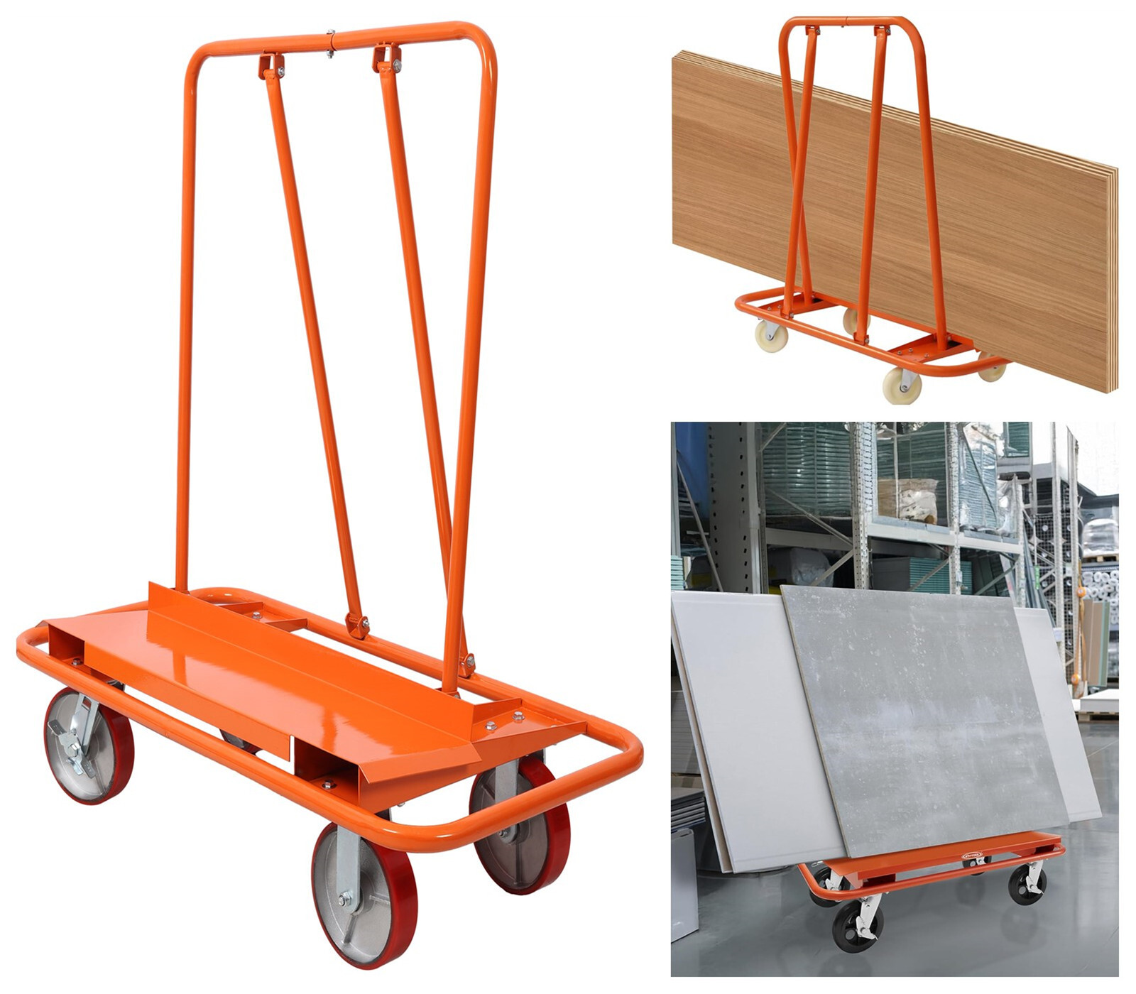 Heavy Duty Drywall Sheet Cart & Panel Dolly 3300lbs Capacity w/4 Swivel Wheels