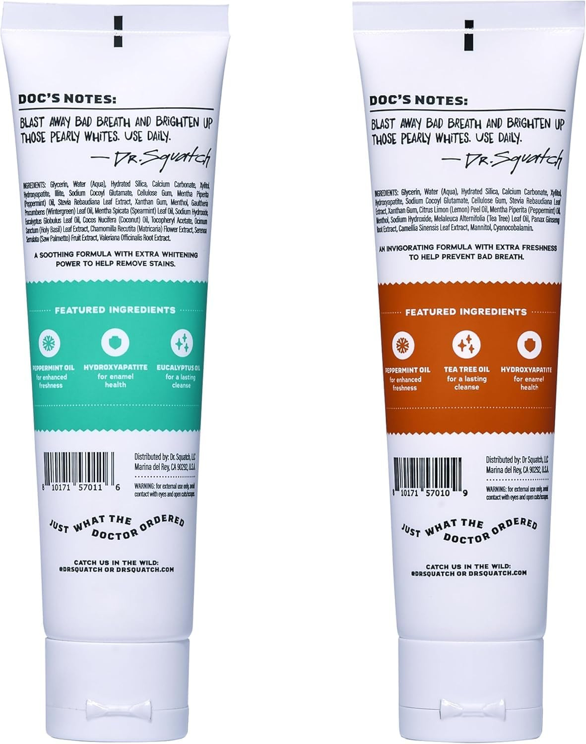Dr. Squatch Hydroxyapatite Toothpaste Whitening - Natural, Fluoride-Free Toothpa