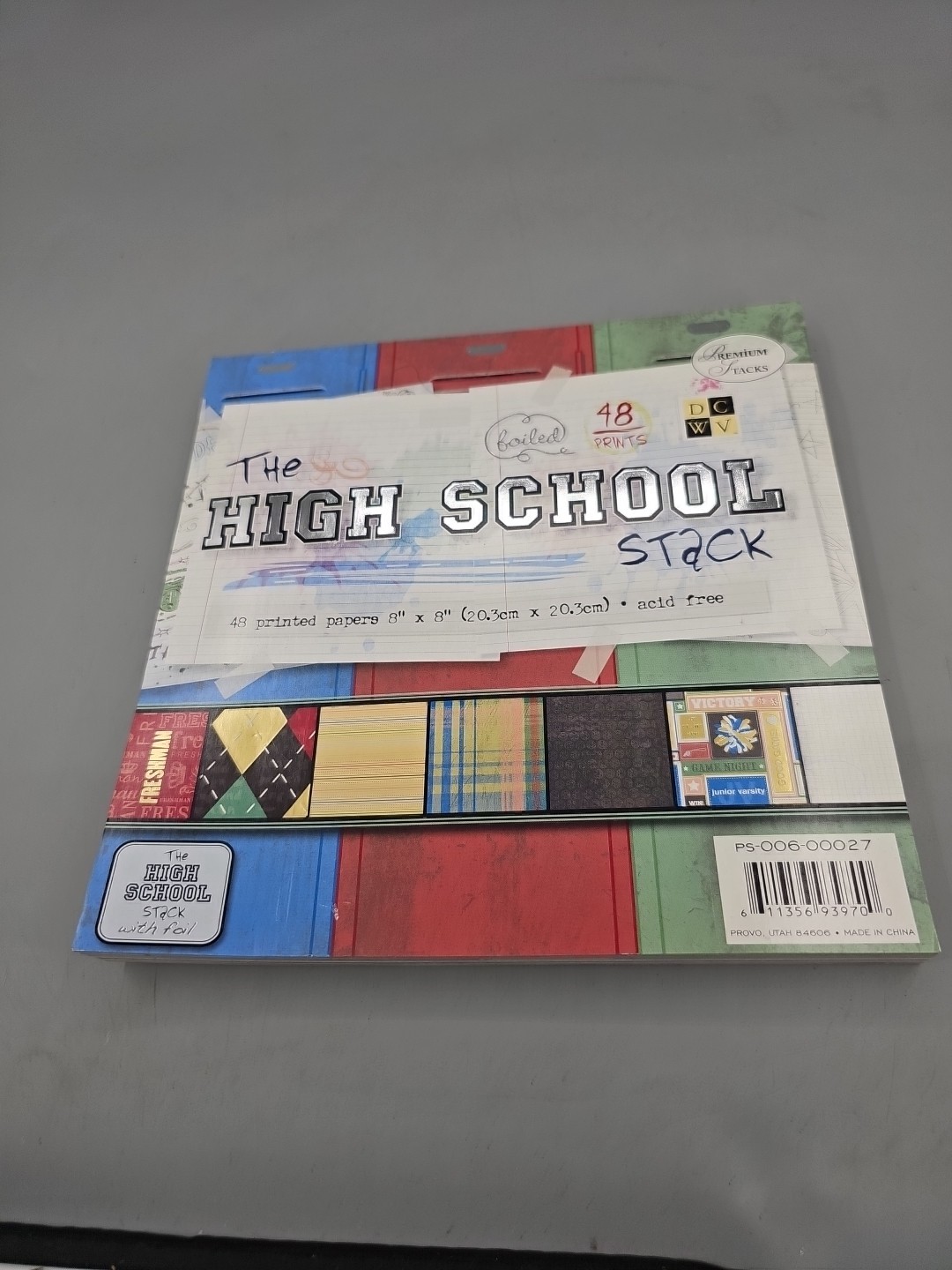 NEW! DCWV - The High School Stack 8” x 8” w/Glitter & Foil Cardstock 48 Sheets