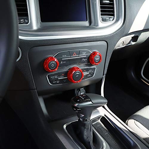Radio AC Knobs Air Conditioner Switch Button for 2015-2024+ Dodge Red