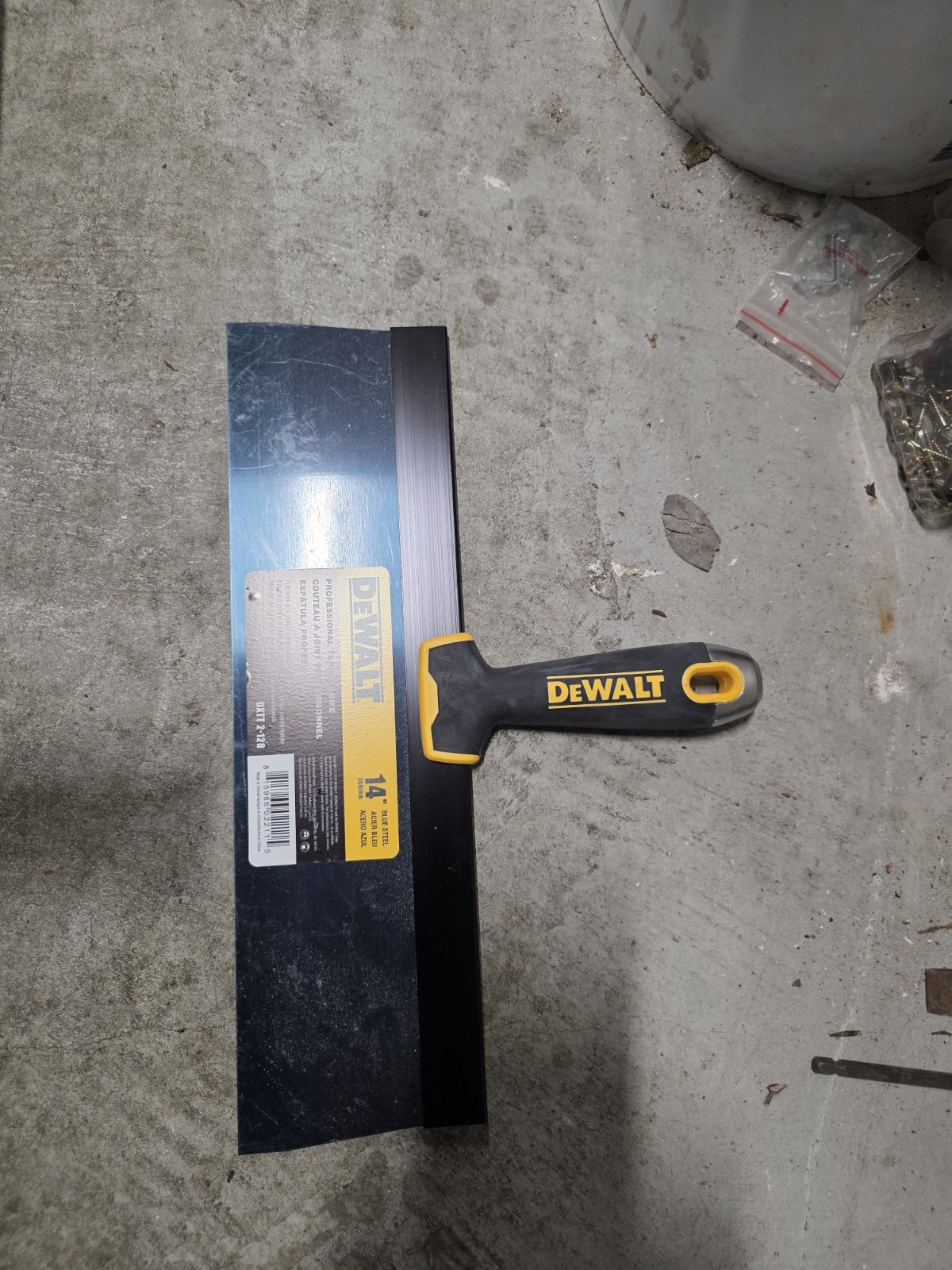 DEWALT Drywall 14" Blue Steel Taping Knife w/ Soft Grip Handle | DXTT-2-128
