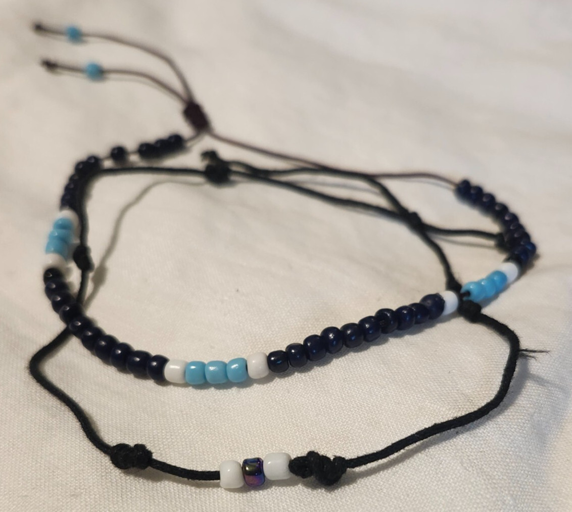 Handmade Embroidery Thread and Bead Anklets
