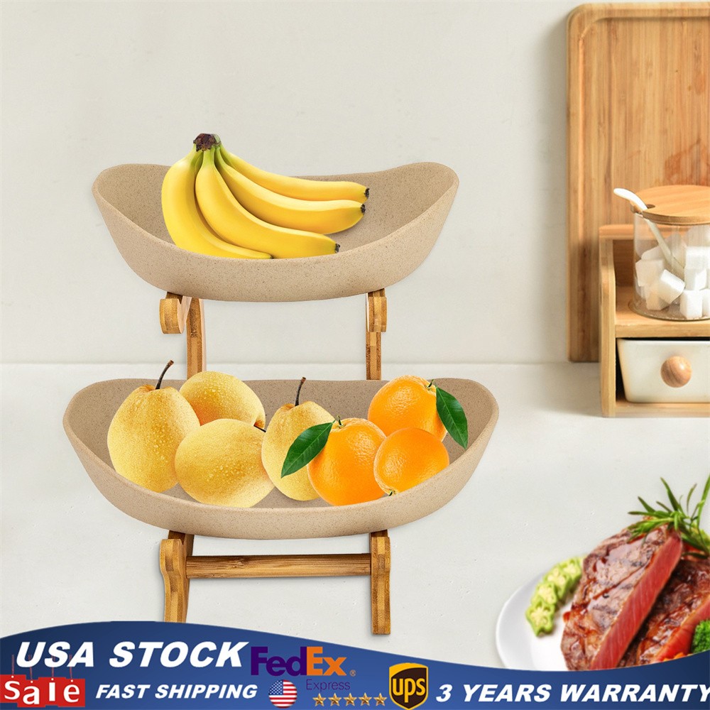 2 Tiers Fruit Basket Kitchen Fruit Bowl for Kitchen Counter Storage Rack Stand