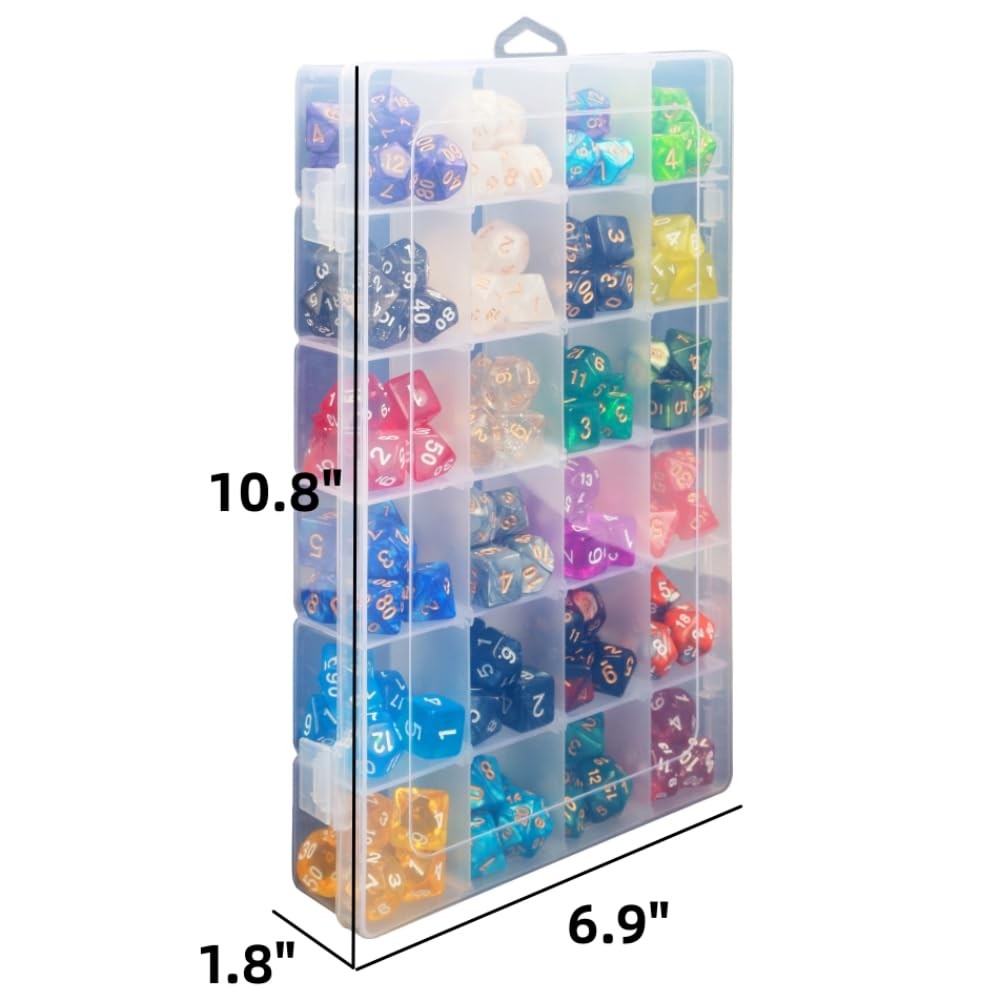 2 Pack DND Dice Storage Box Each 24 Grids Polyhedral Dice Organizer