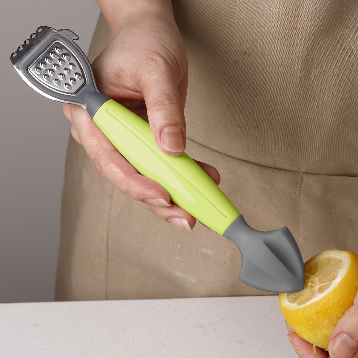 Multifunction Lemon Zester & Juicer Stainless Steel Green Handle