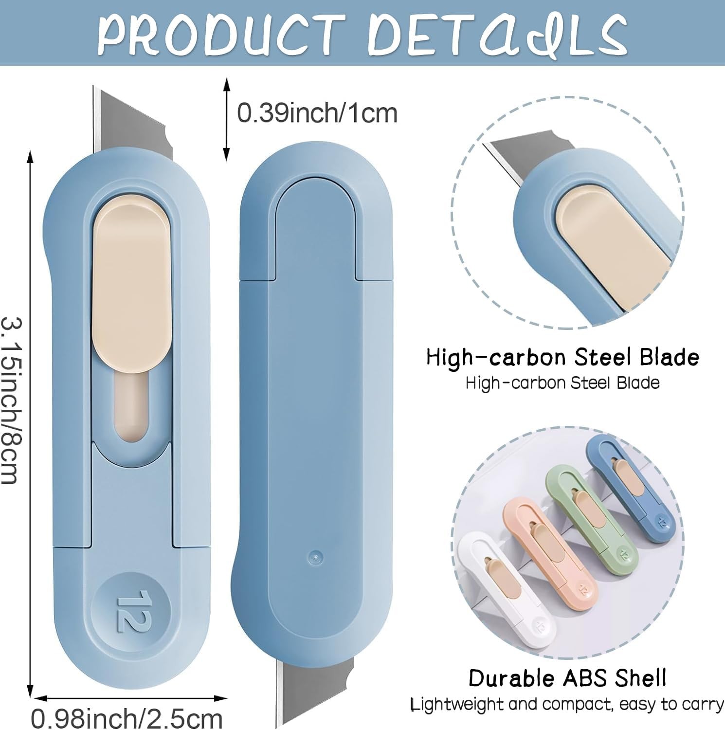 4PCS Retractable Box Cutter Utility Knife Package Opener for Boxes Envelopes
