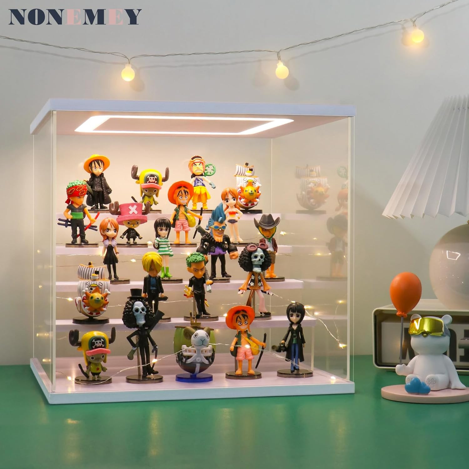 Clear Acrylic Display Case Stand with LED Light 2/3/4/5/6 Tier Storage Box Sh...