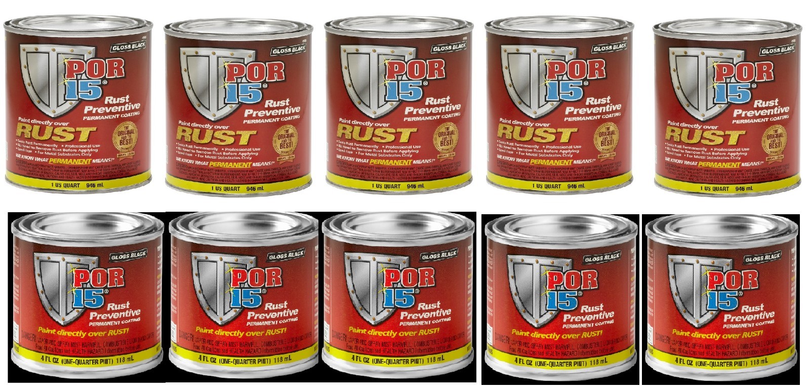 Por 15 45004, 45006 Rust Preventive Paint Permanent Coating Black(Pack of 5)