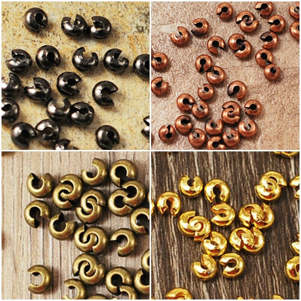 Crimp Cover Beads Knot Silver Gold Brass Copper Gunmetal 3mm 4mm 5mm 22-32pcs