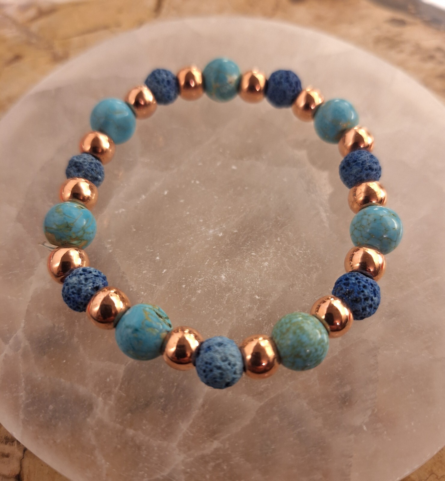Blue Lava and Clay Turquoise Howlite bracelet  or anklet